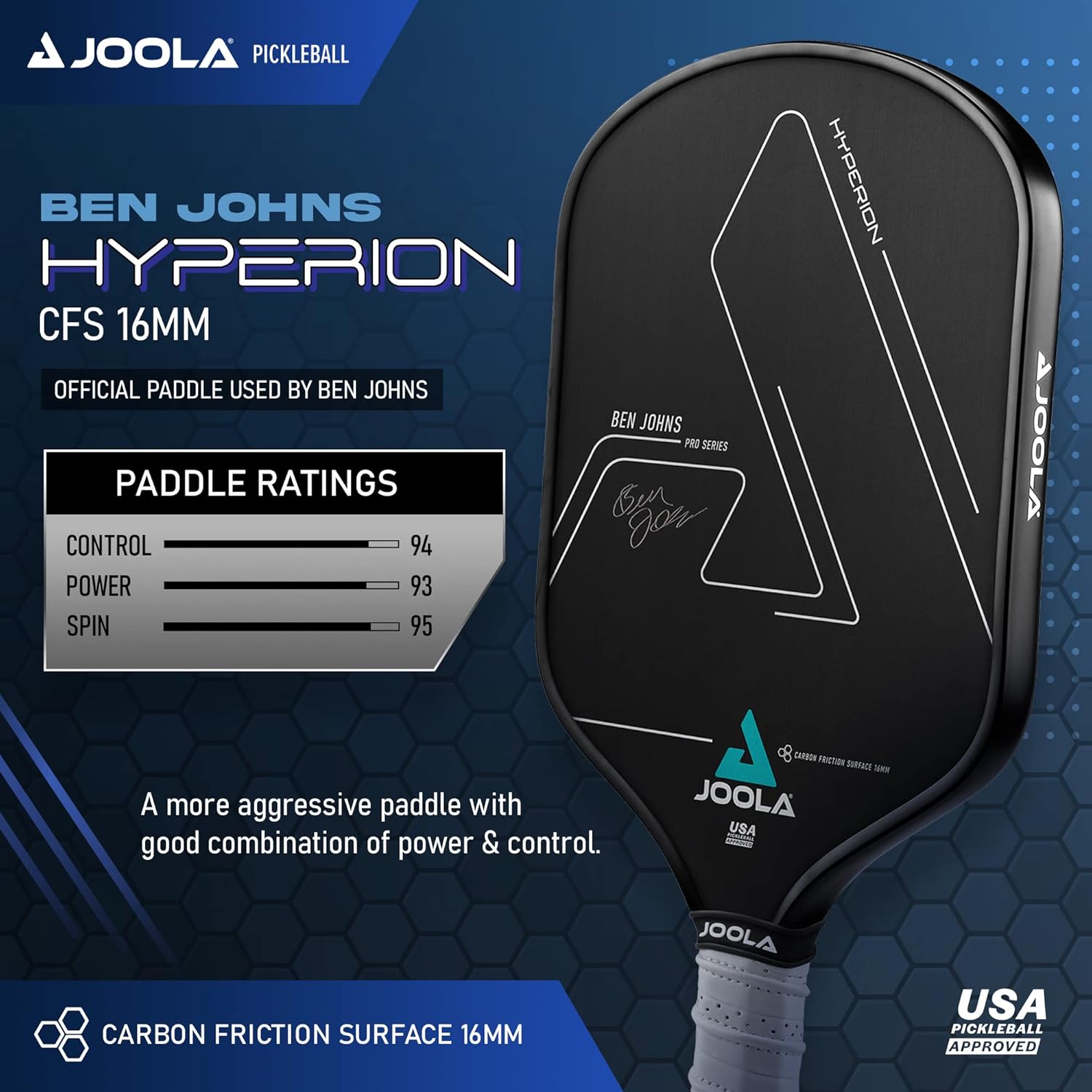JOOLA Ben Johns Hyperion CFS Pickleball Paddle — view 2