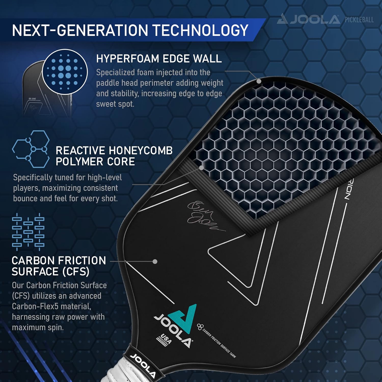 JOOLA Ben Johns Hyperion CFS Pickleball Paddle — view 4