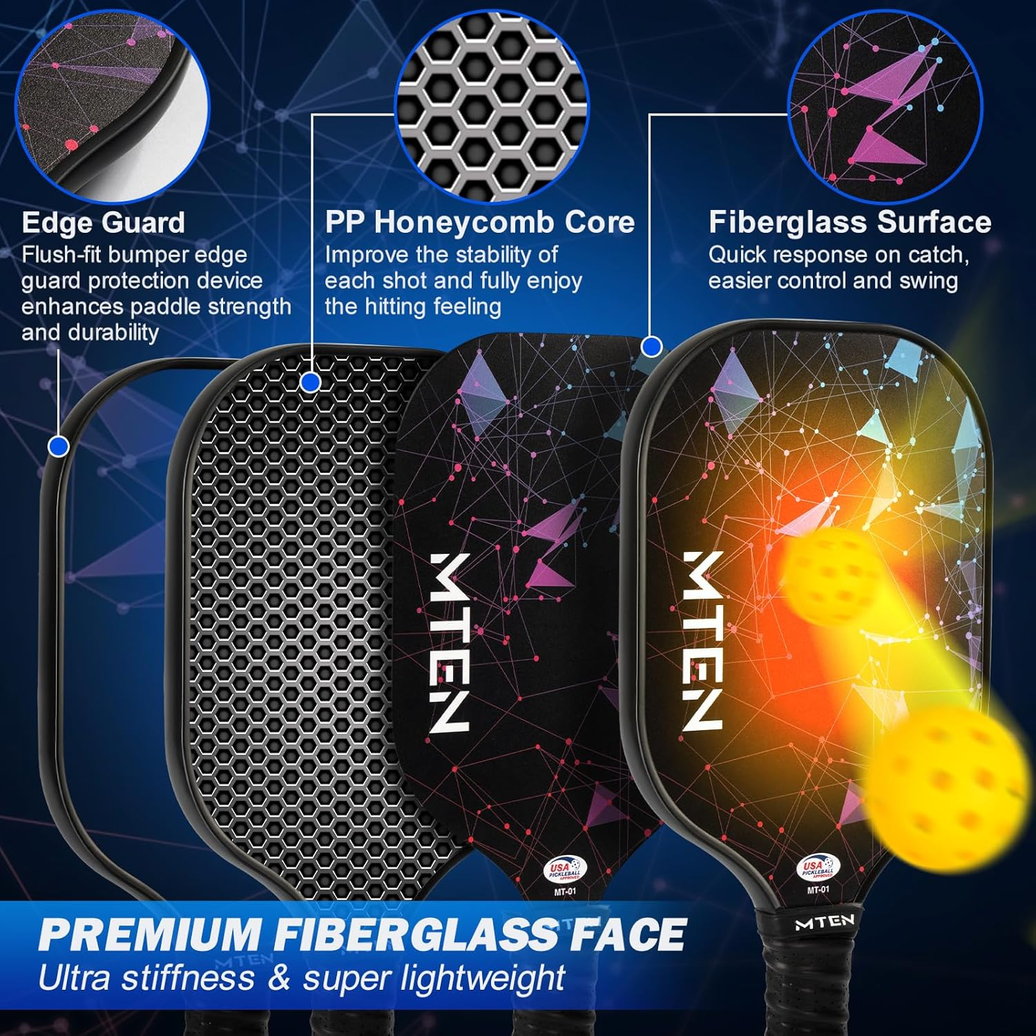 MTEN Pickleball Paddles Set of 2 — view 3