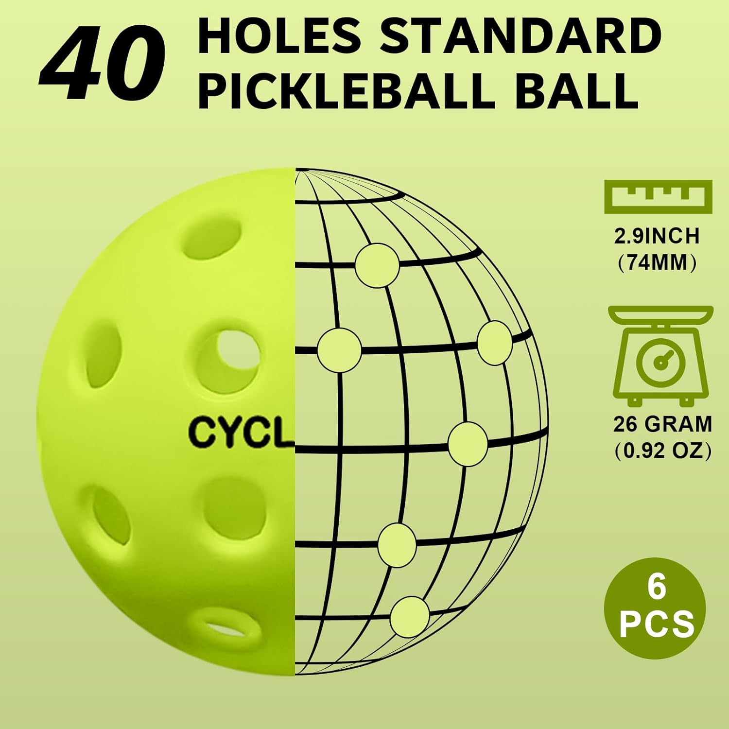 Cyclotron Premium Pickleball Balls 6-Pack — view 2