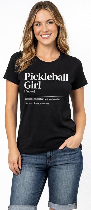 Pickleball Girl Printed T-Shirt Funny Player Gift Cotton Crewneck Tee